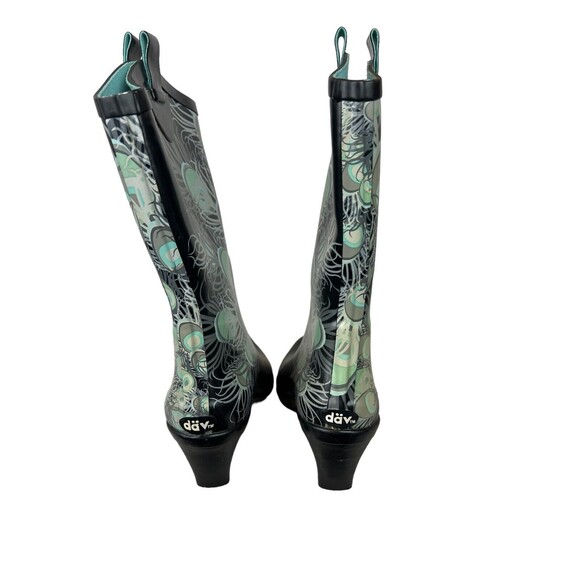 Dav Rainboots Women's Size 7 Peacock Print Western Style Waterproof Rubber Boots - Picture 5 of 7